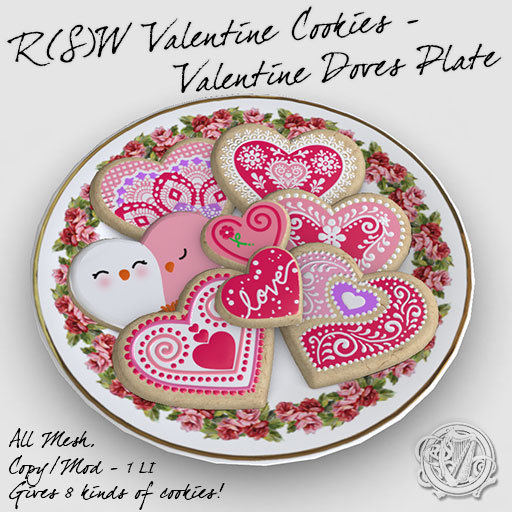 R(S)W Valentine Cookie Plate - Valentine Doves
