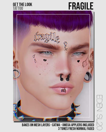 Eden - Fragile:Face Tattoo (add) Catwa, BOM, Omega
