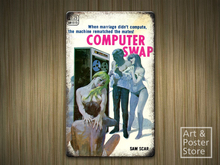 Computer Swap | Pulp Book Cover Poster | Rusty Retro Metal Sign