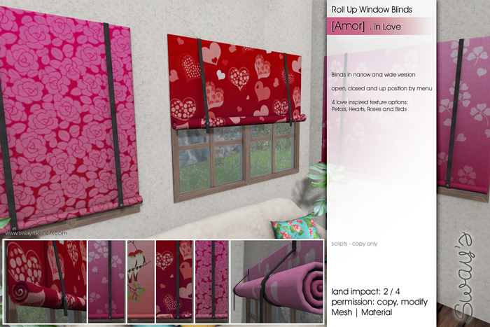 Sway's [Amor] Roll Up Window Blinds . in Love