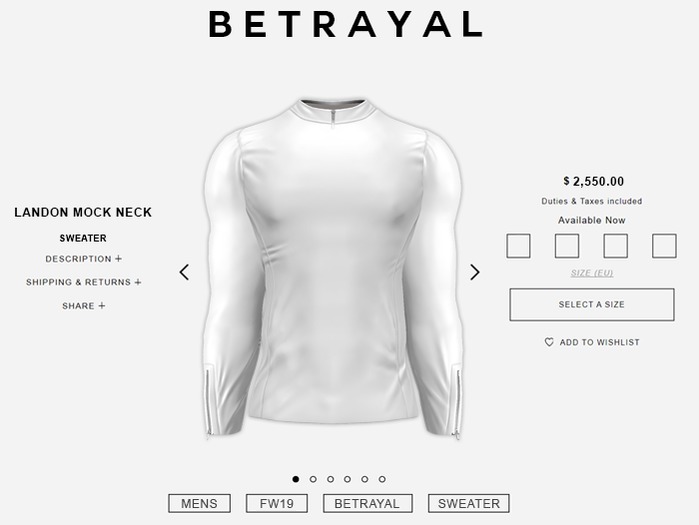 BETRAYAL. Landon Mock Neck WHITE