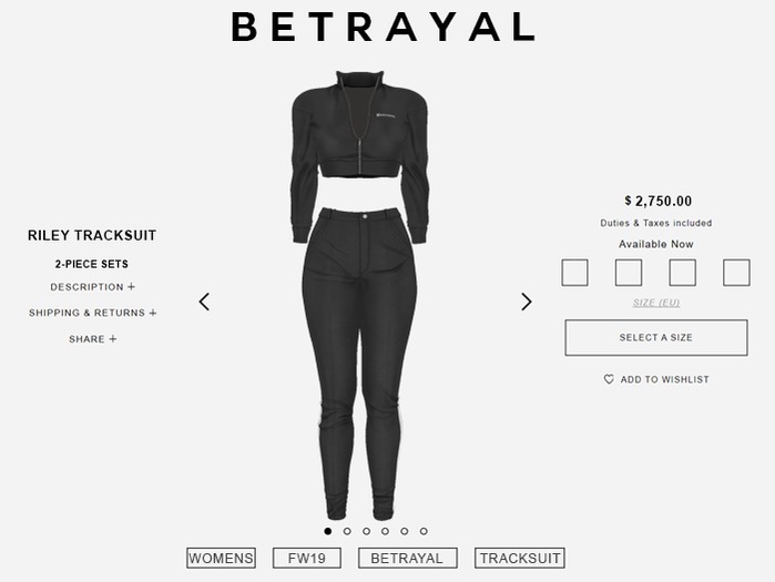 BETRAYAL. Riley Tracksuit BLACK