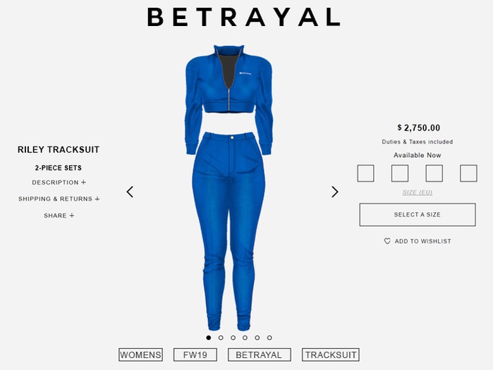 BETRAYAL. Riley Tracksuit BLUE
