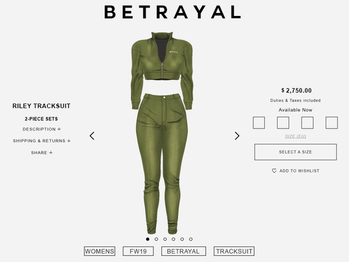 BETRAYAL. Riley Tracksuit GREEN