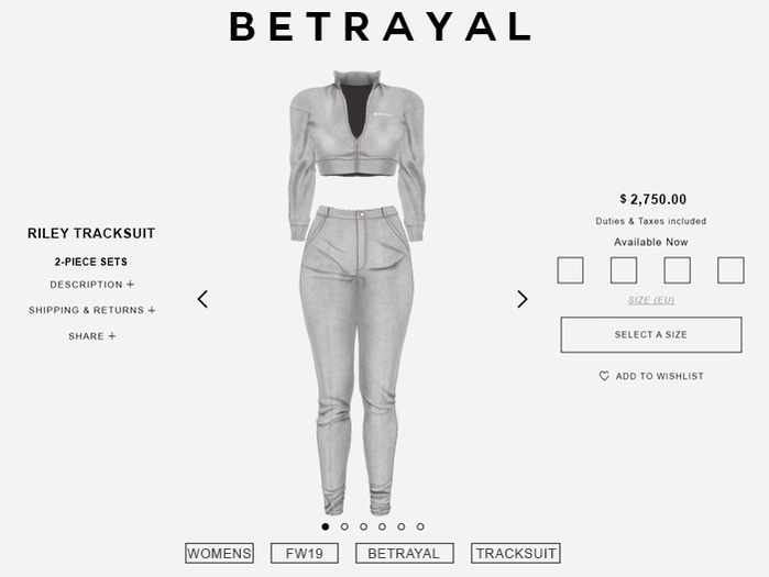 BETRAYAL. Riley Tracksuit GREY