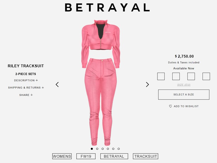 BETRAYAL. Riley Tracksuit PINK