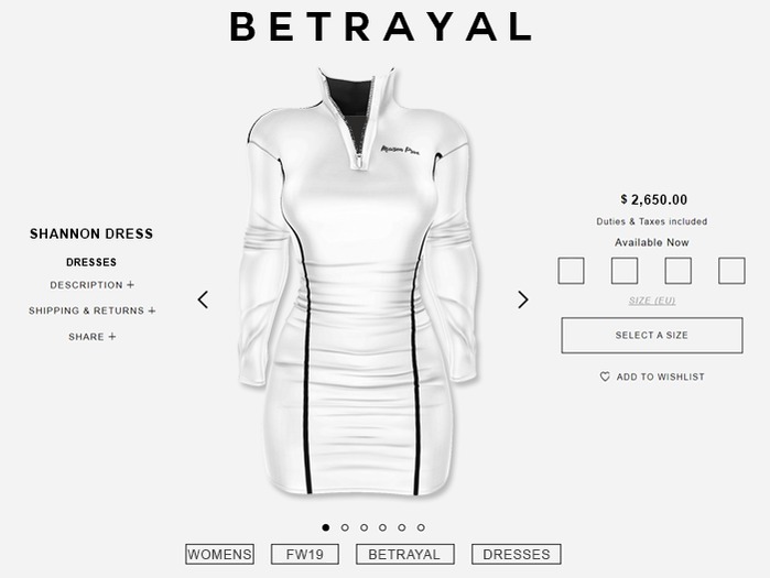 BETRAYAL. Shannon Dress WHITE