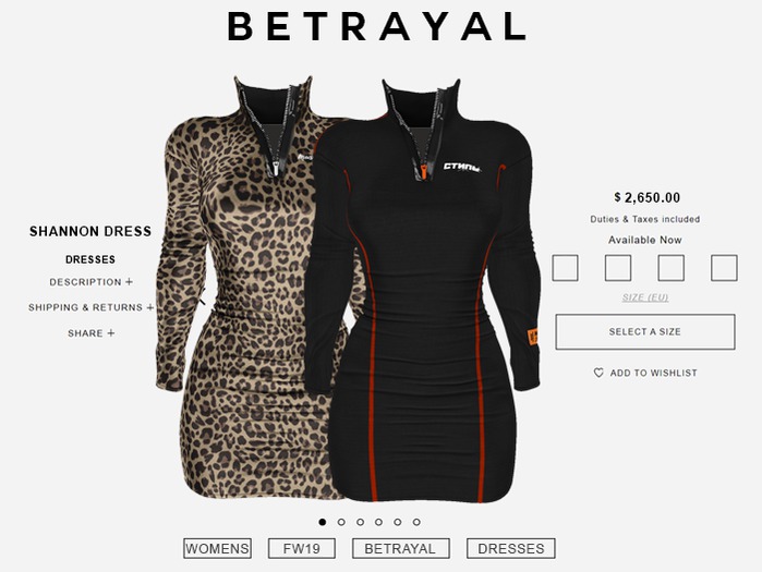BETRAYAL. Shannon Dress FATPACK