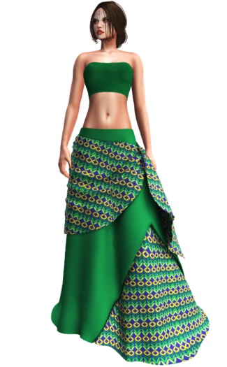 Emerald Green Skirt and Shawl