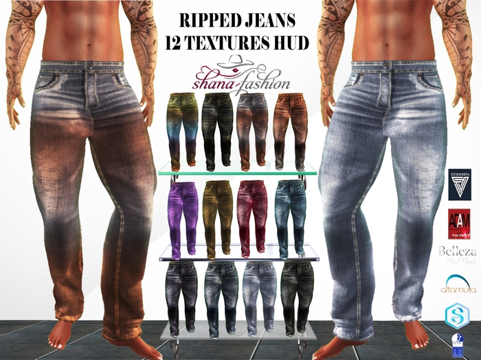 ! PROMO ! Mesh Ripped Jeans 12 Textured ( Male )