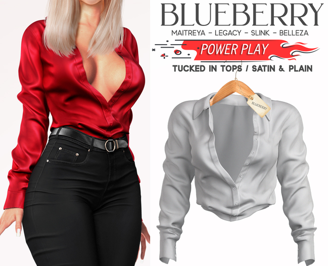 Blueberry - Power Play - Tucked In Tops - White