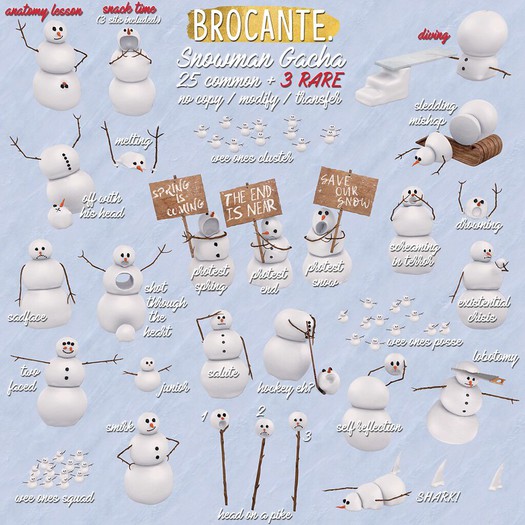 brocante. snowman gacha / wee ones cluster