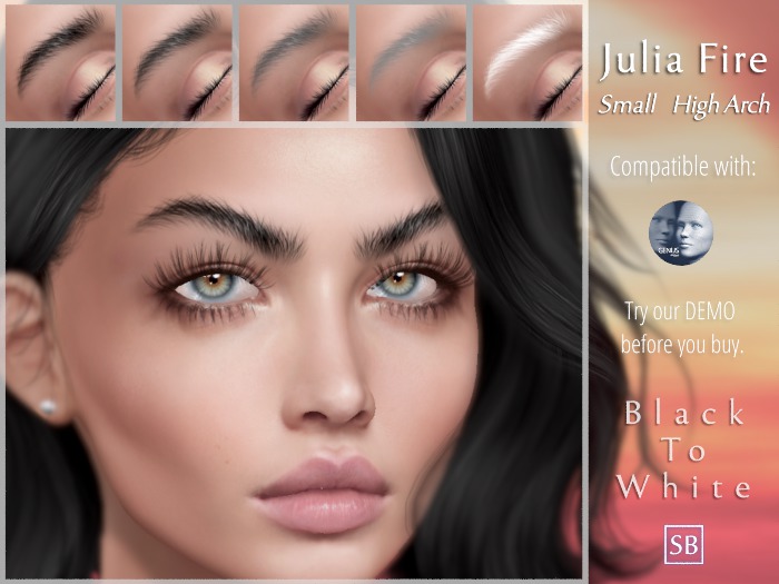 Eyebrows, Genus: JuliaFire.Small.HighArch.BlackToWhite