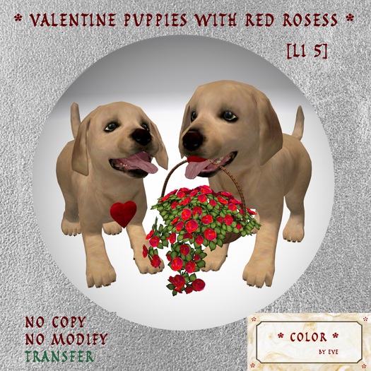 [Color by Eve]  Valentine Puppies with Red Rosess T - Box