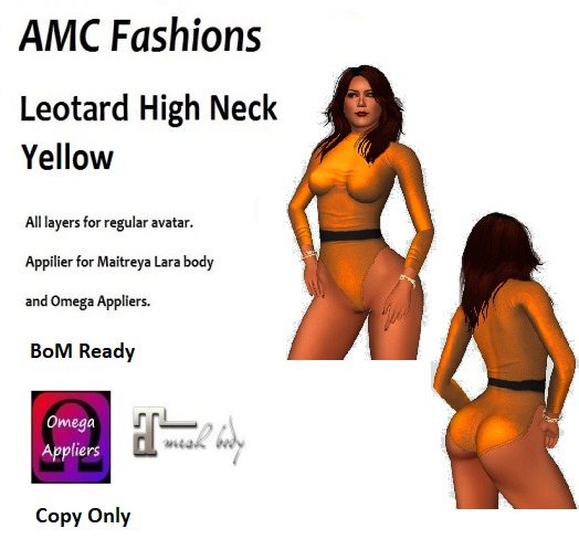 AMC Leotard High Neck Yellow