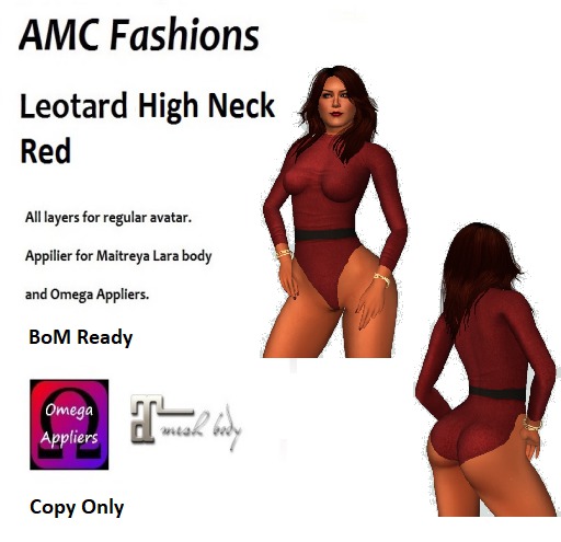 AMC Leotard High Neck Red