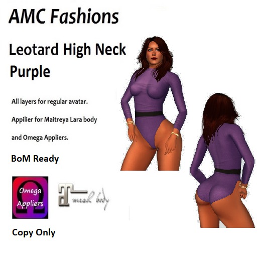 AMC Leotard High Neck Purple