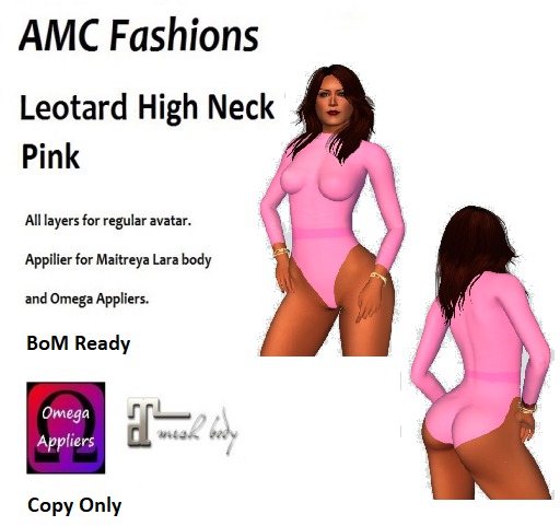 AMC Leotard High Neck Pink