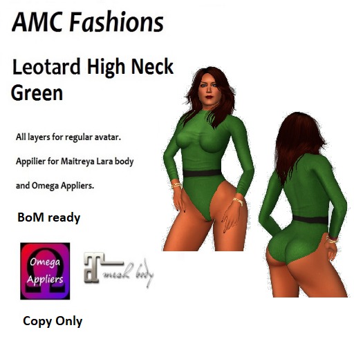 AMC Leotard High Neck Green