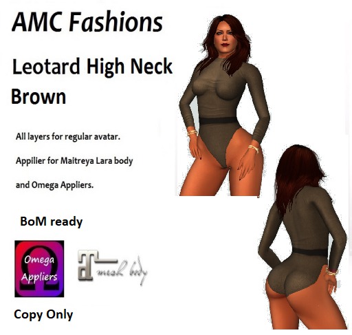 AMC Leotard High Neck Brown
