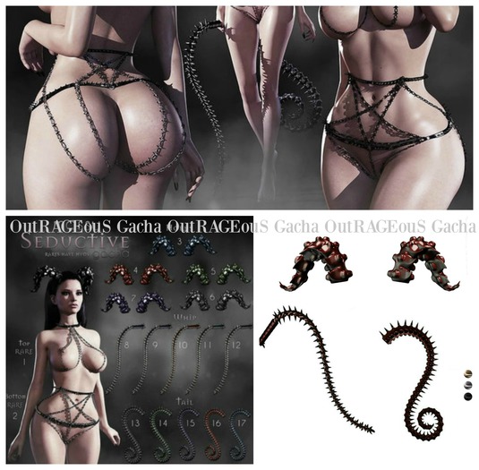 Mossu - Seductive. Horns & Tail & Whip - Red