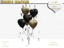 BMC496 - NEW - BLACK & GOLD - HAPPY VALENTINE'S DAY FLOOR BALLOONS.