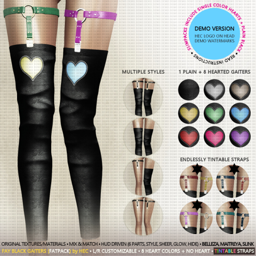 HEC DEMO - FAY LOVE Strapped Thigh High Gaiters BLACK FATPACK