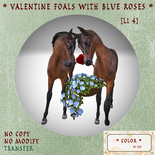 Color by Eve]  Valentine Foals with Blue Roses T - Box