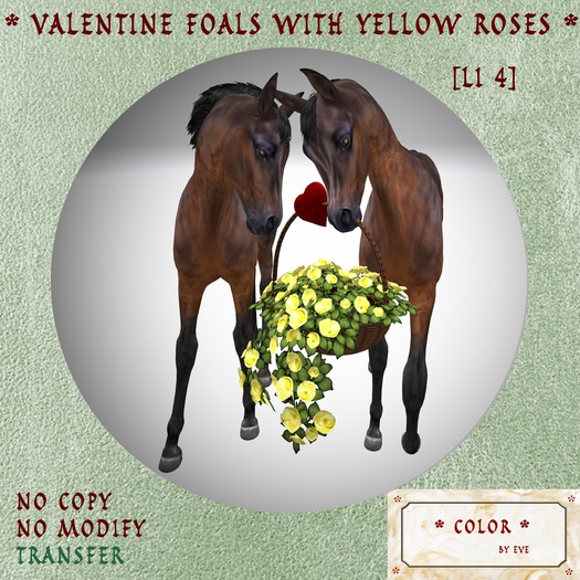 Valentine Foals with Yellow Roses 