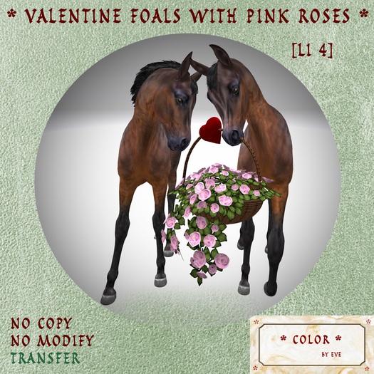 Valentine Foals with Pink Roses