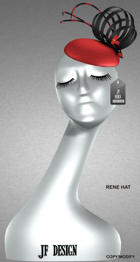 JF Design - Rene Hat - Red/Black