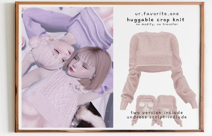 ::{u.f.o}::huggable crop knit - pink<WEAR>
