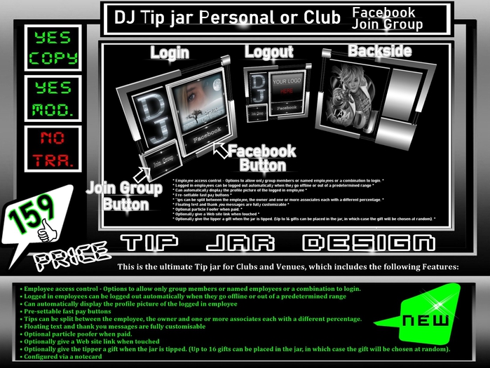 Second Life Marketplace - * New * Club or Personal DJ Tip jar * & Join ...