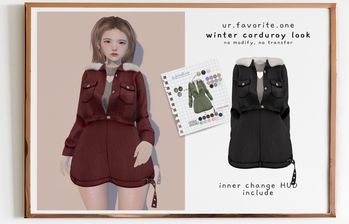 ::{u.f.o}::winter corduroy look - black<WEAR>