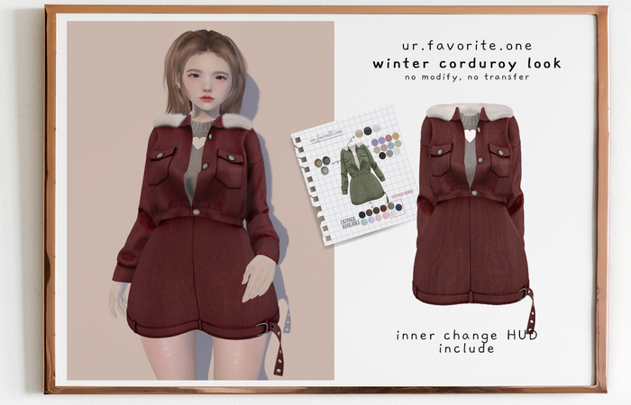 ::{u.f.o}::winter corduroy look - red<WEAR>