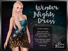 Blue Flower - Winter Nights Dress  - Fatpack