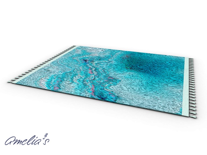 Amelia's Fringed Rug-Abstract Aqua (Boxed)