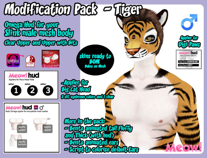 {Meow!} Skin Mod Pack - Tiger Male