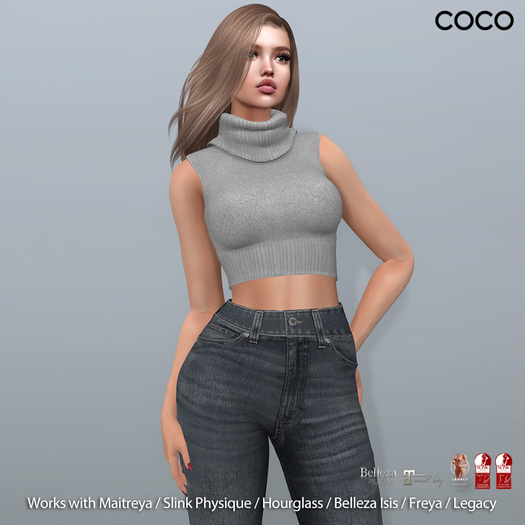 *COCO*_SleevelessCropSweater_Grey