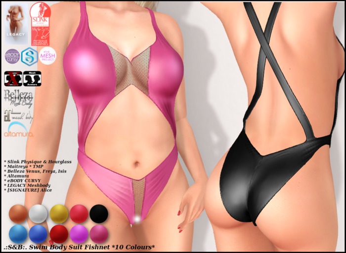 .:S&B:. Swim Body Suit Fishnet *10 Colours*