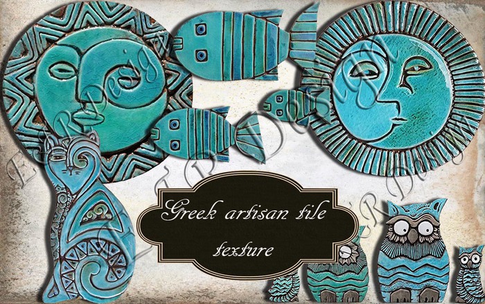 Greek artisan tile alpha texture seamless v. 4