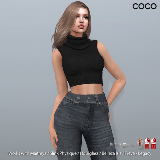 *COCO*_SleevelessCropSweater_Black