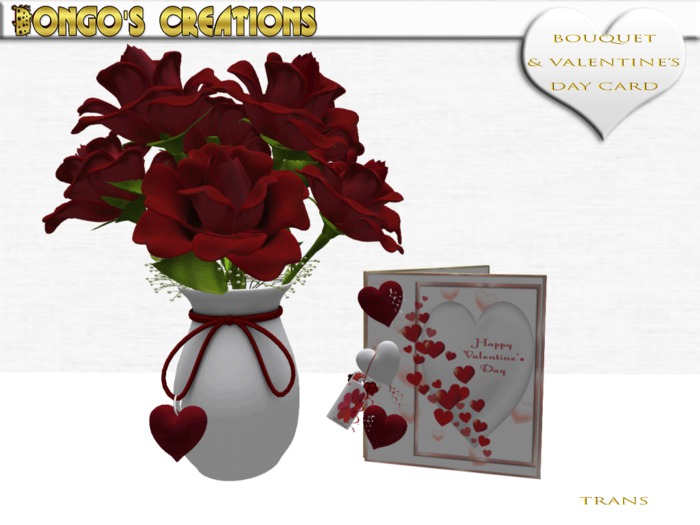 BMC505 HAPPY VALENTINE'S DAY CARD & BOUQUET.