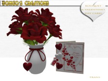 BMC505. MESH -  ROSE BOUQUET & HAPPY VALENTINE'S DAY CARD.