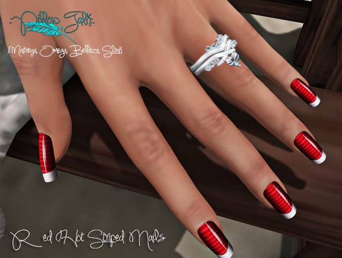 .:PT:. Red Hot Striped Nails ADD or Rezz