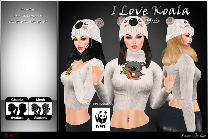 -Lamu Fashion-Hair with Hat*I Love Koala* 100% Donation to WWF for Koala!