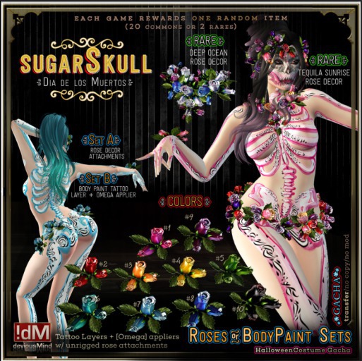 !dM SugarSkull **POISON** Roses (BOX #5A)