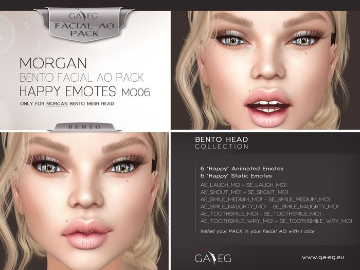 Second Life Marketplace - DISCOUNTED !!! [GA.EG] Morgan Bento Facial AO ...