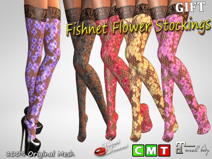 -VD- GIFT Fishnet Flower Stockings BAG (wear to unpack)