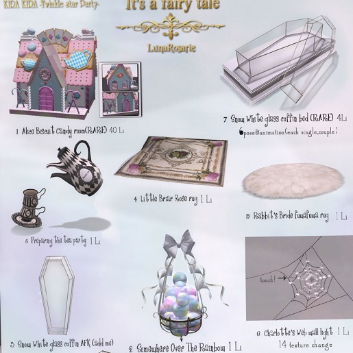 7 L+R Snow White glass coffin bed RARE